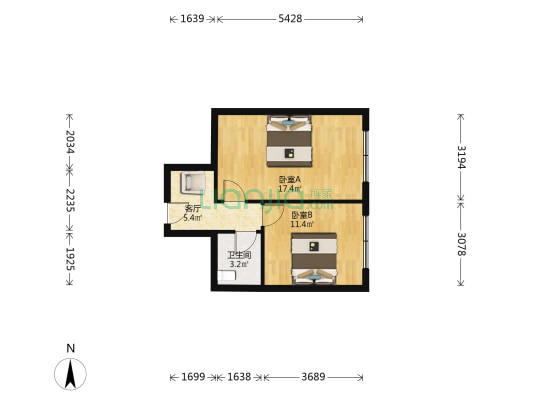 青石桥24幢 2室1厅1卫 47平方