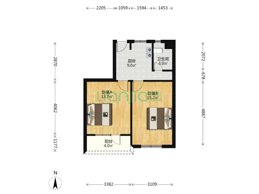 广电大楼 2室0厅1卫 67平方