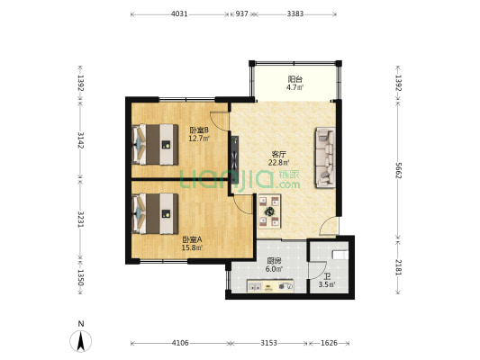 天河直街远洋宿舍 2室1厅1卫 78平方