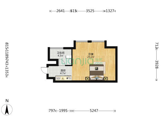 三祺和顺园 1室0厅1卫 43平方