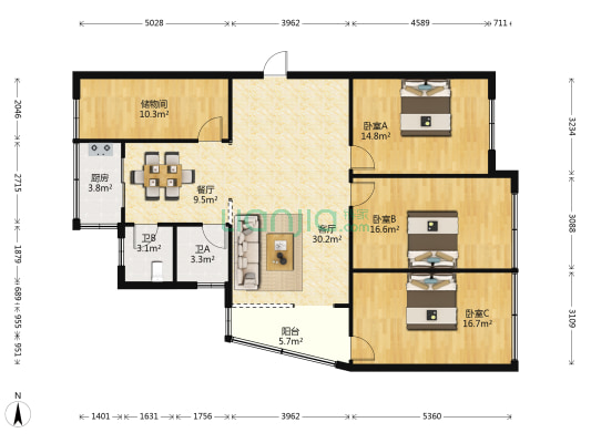 公交客运大楼 3室2厅2卫 139平方