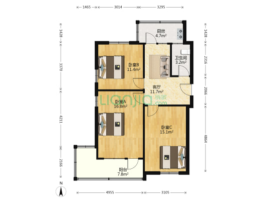 迎春小区 3室1厅1卫 83平方