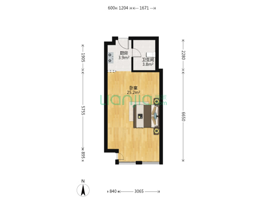 万达6号写字楼 1室0厅1卫 48平方