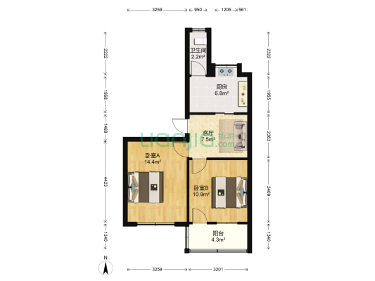 长探家园 2室1厅1卫 57平方