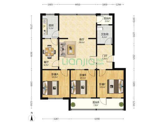 潍坊市中心血站宿舍 3室2厅1卫 99平方