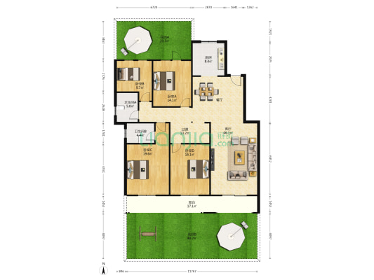 未来智汇城如院 4室1厅2卫 177平方