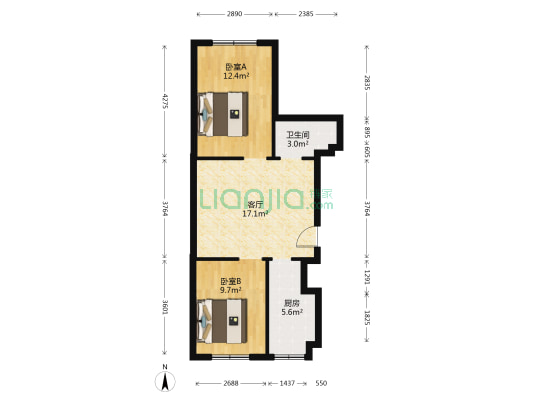 惠民馨苑 2室1厅1卫 71平方