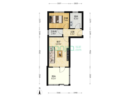 二机厂家属院（排洪南路） 1室1厅1卫 36平方