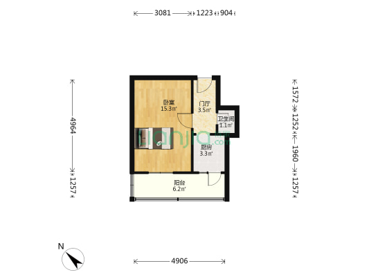 十三经路2号 1室0厅1卫 34平方