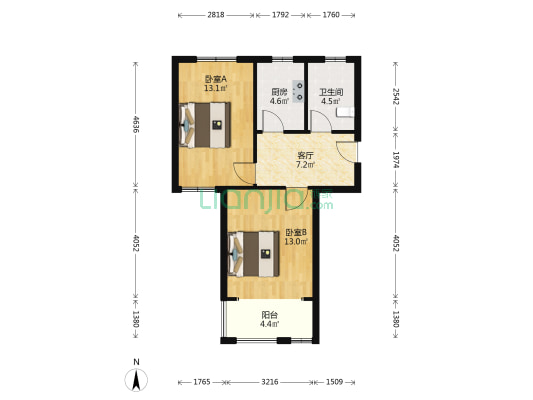 泰伯花苑五区 2室1厅1卫 62平方