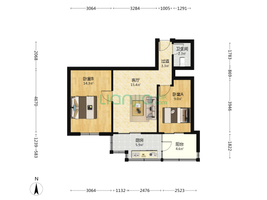 省人社厅家属院 2室1厅1卫 57平方
