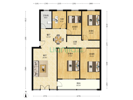 朝阳路6号 5室2厅1卫 143平方