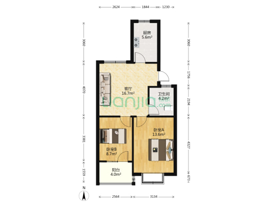 江家溇公寓东区 2室1厅1卫 64平方