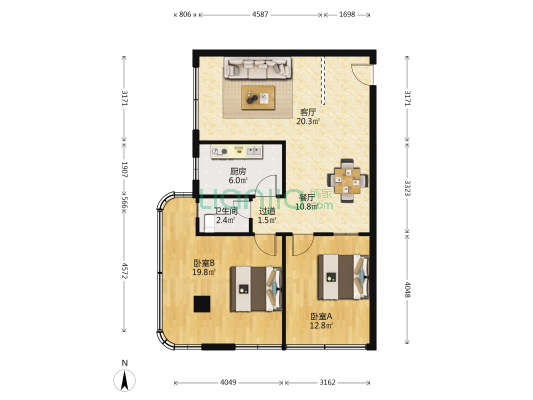 文明东路55号 2室2厅1卫 80平方