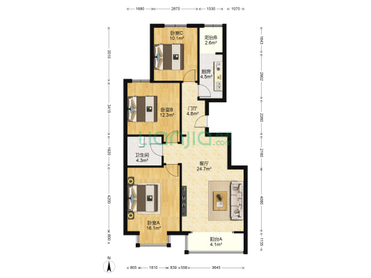 汇丰家园 3室1厅1卫 110平方