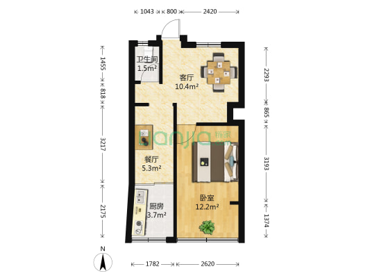易家巷 1室2厅1卫 43平方