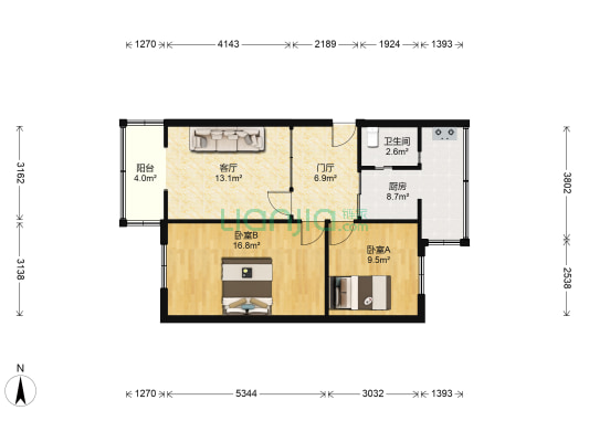 金仙桥路6号 2室1厅1卫 71平方