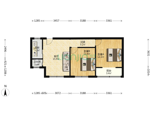 水井巷41-6号 2室1厅1卫 66平方