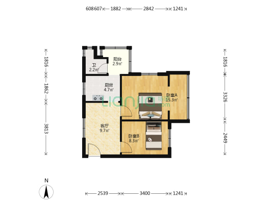 宝山南路142号 2室1厅1卫 49平方