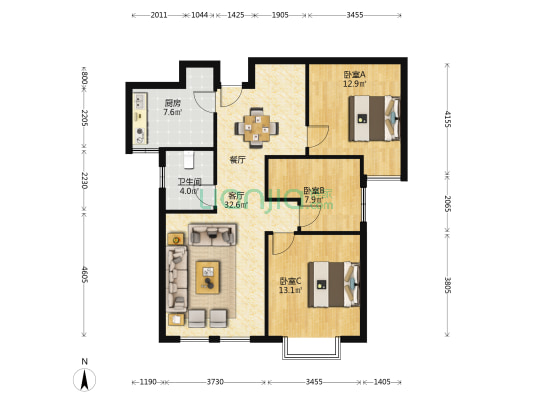 润丰悦尚 3室1厅1卫 99平方