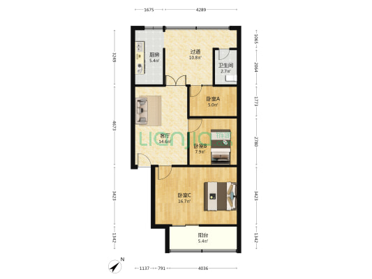 安象街209号 3室1厅1卫 76平方