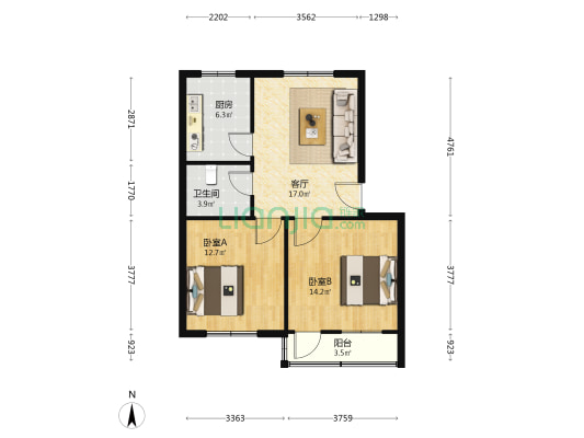 工具厂住宅 2室1厅1卫 77平方