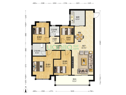 金樾府 4室1厅2卫 139平方