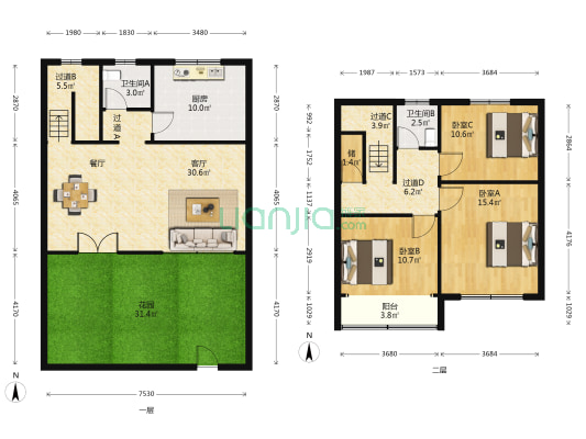 莲花小区 3室1厅2卫 150平方