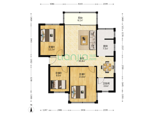 自然资源部岩溶地质研究所 3室1厅1卫 95平方