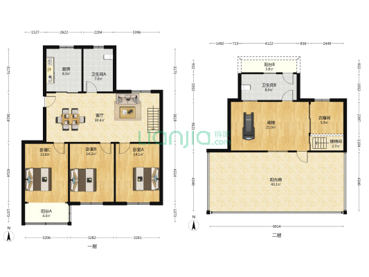 乐山新村 3室1厅2卫 110平方
