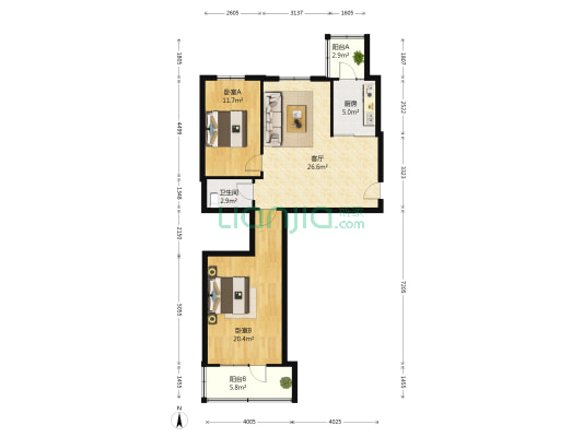 绿水小区 2室1厅1卫 100平方