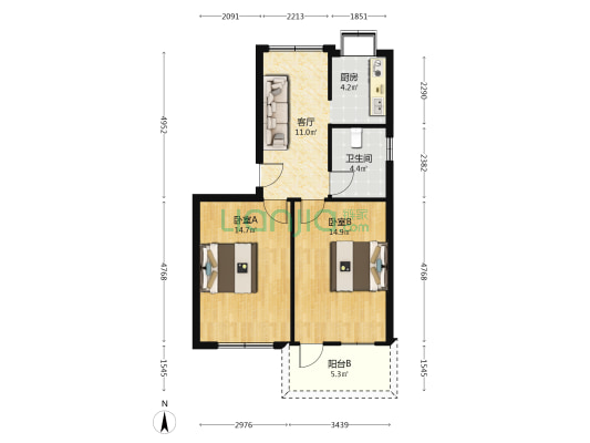 简易社区外贸小区 2室1厅1卫 65平方