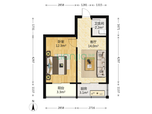 西大巷小区 1室1厅1卫 42平方