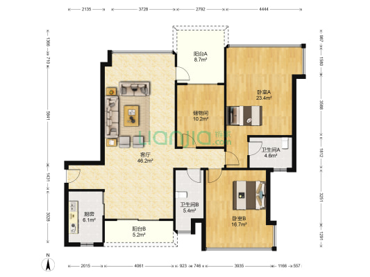 雅居乐白鹭湖君湖会 2室1厅2卫 147平方