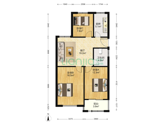 锦绣名邸 3室1厅1卫 99平方