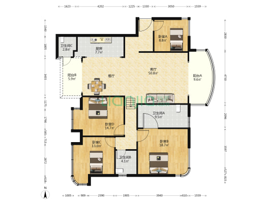 兰溪·江山美邸 4室1厅3卫 162平方