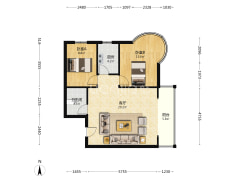 房子南北通透两居，简单装修，顶层。-涿州鸿盛凯旋门户型图