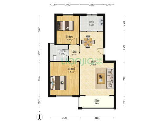 丽景苑(胶州) 2室1厅1卫 74平方