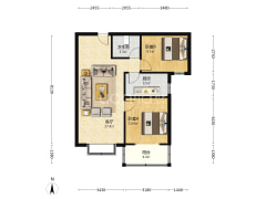华阳路停车方便 朝南两居 户型方正-涿州翔天万和城户型图