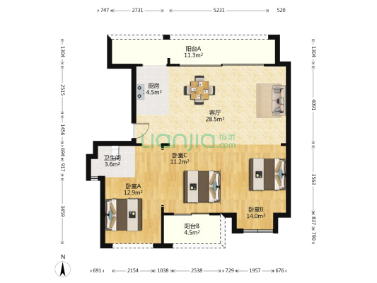 和庄花溪里 3室1厅1卫 99平方