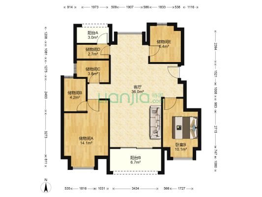 半岛印象花园 1室1厅0卫 98平方