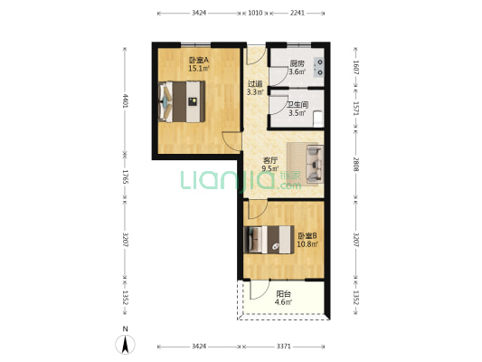 高家台135号 2室1厅1卫 63平方