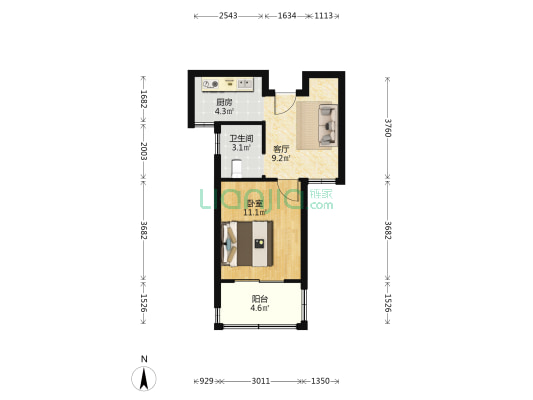 广乐家园 1室1厅1卫 50平方