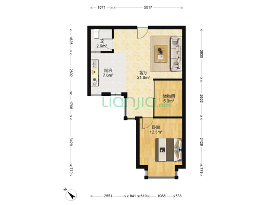丰德阳光水岸 1室1厅1卫 59平方