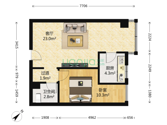 龙泉印象 1室1厅1卫 57平方