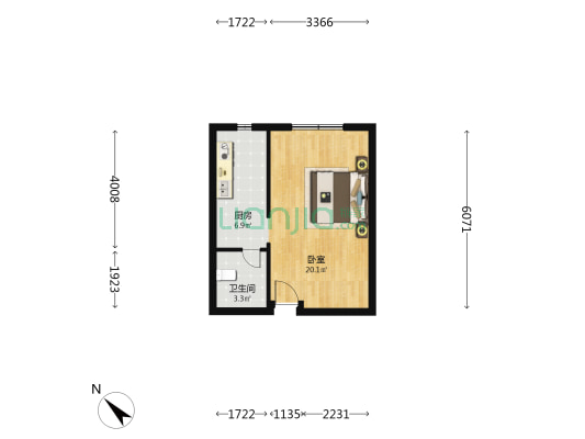 红牌楼商城公寓 1室0厅1卫 43平方