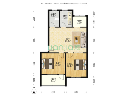 凤凰小区二区 2室1厅1卫 85平方