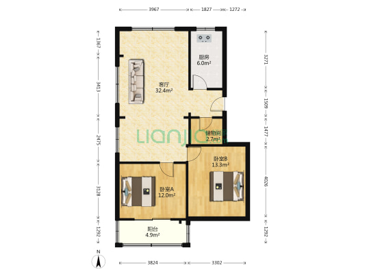 华中大厦 2室1厅0卫 99平方