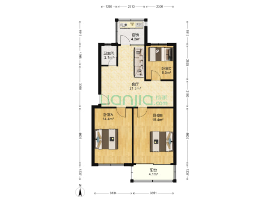 青年路10号 3室1厅1卫 86平方