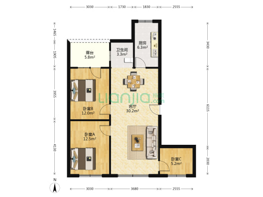 怡山风情 3室1厅1卫 98平方